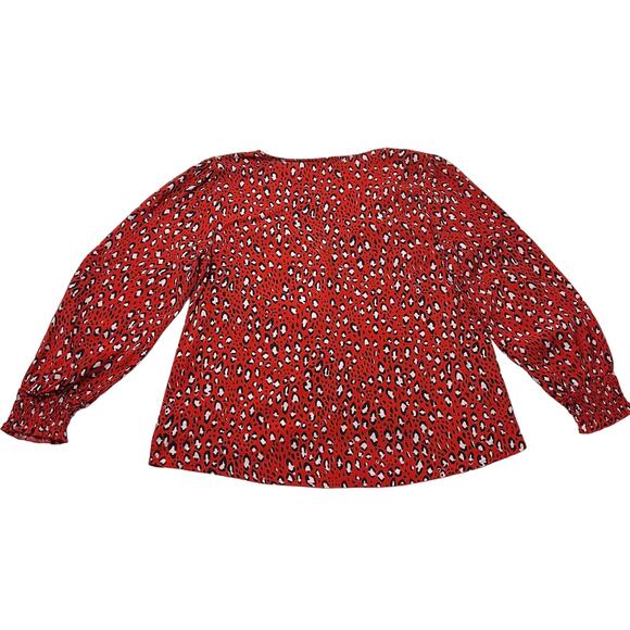 Sanctuary Noelle Leopard Print Smocked Sleeve Button Down Blouse *SMALL FLAW* - Picture 5 of 15